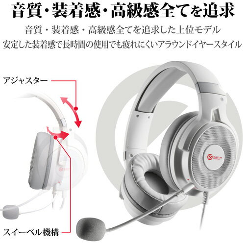 エレコム ヘッドセット オーバーヘッド ゲーミング 両耳 φ3.5mm HS-G60WH(1セット)