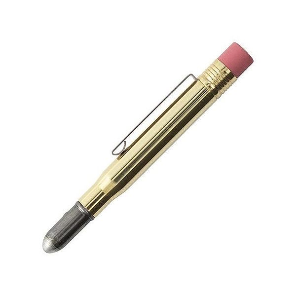 ミドリMIDORI ペンシル ブラスプロダクト 無垢 消しゴム付 真鍮のホルダーと一体になった鉛筆 HB 38075006 創業記念 記念品 就職祝 誕生日プレゼント
