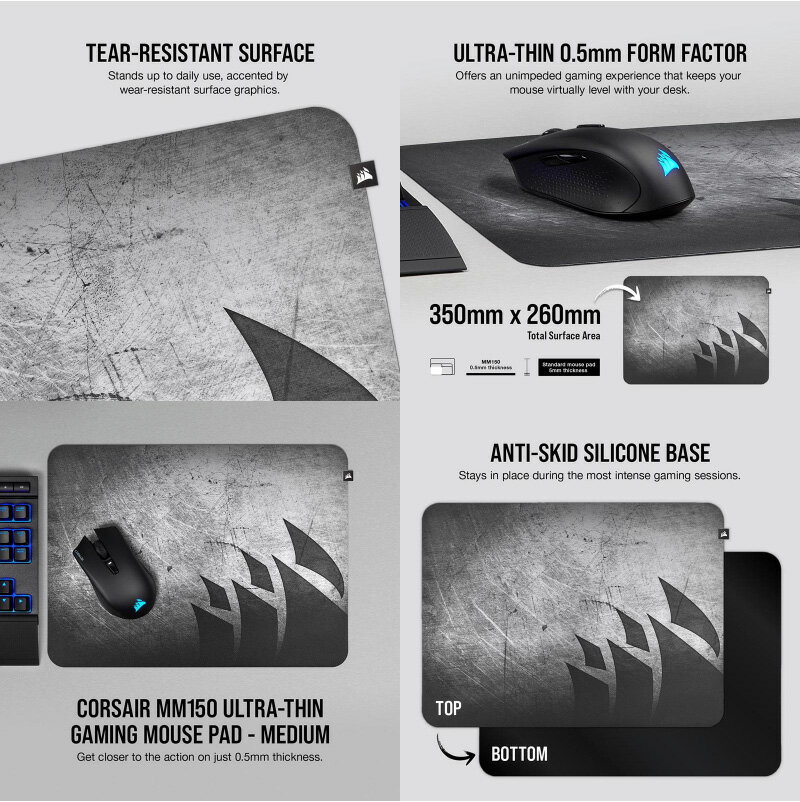 CORSAIR｜コルセア ゲーミングマウスパッド MM150 Medium ブラック CH-9421591-WW
