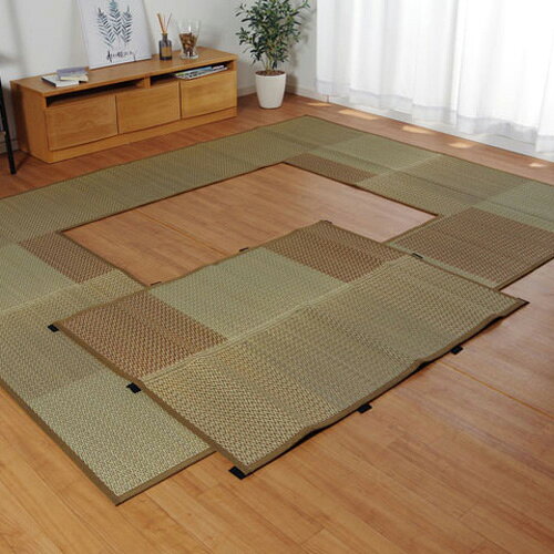 イケヒコ 堀こたつ対応 い草ラグ DX堀炬燵敷きピア ベージュ 約191×250cm 中抜き:約90×120cm