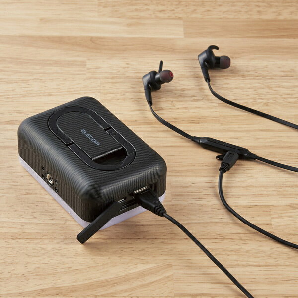 エレコム モバイルバッテリー 防災 LEDライト付 6700mAh ブラック DE-M21L-6700BK(1個)