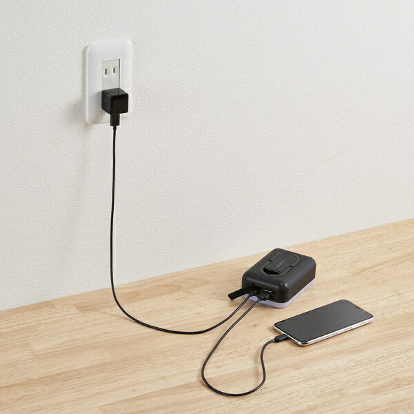 エレコム モバイルバッテリー 防災 LEDライト付 6700mAh ブラック DE-M21L-6700BK(1個)