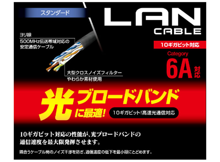 エレコム cat6a LANケーブル ブラック 1m LD-GPA／BK1(1本入)
