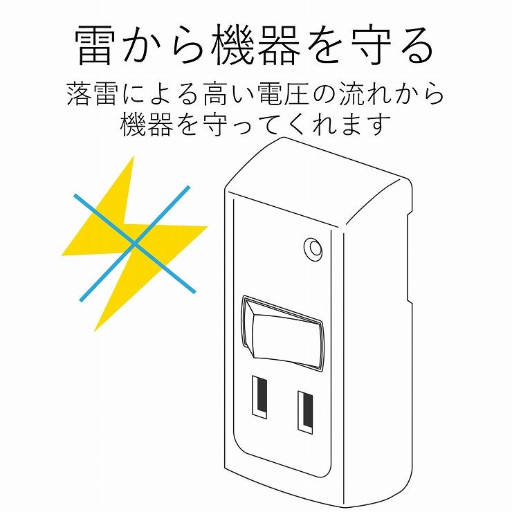 エレコム 延長コード 電源タップ 2P 2個口 小型タップ 雷ガード機能付 白 T-KTR03WH(1個入)