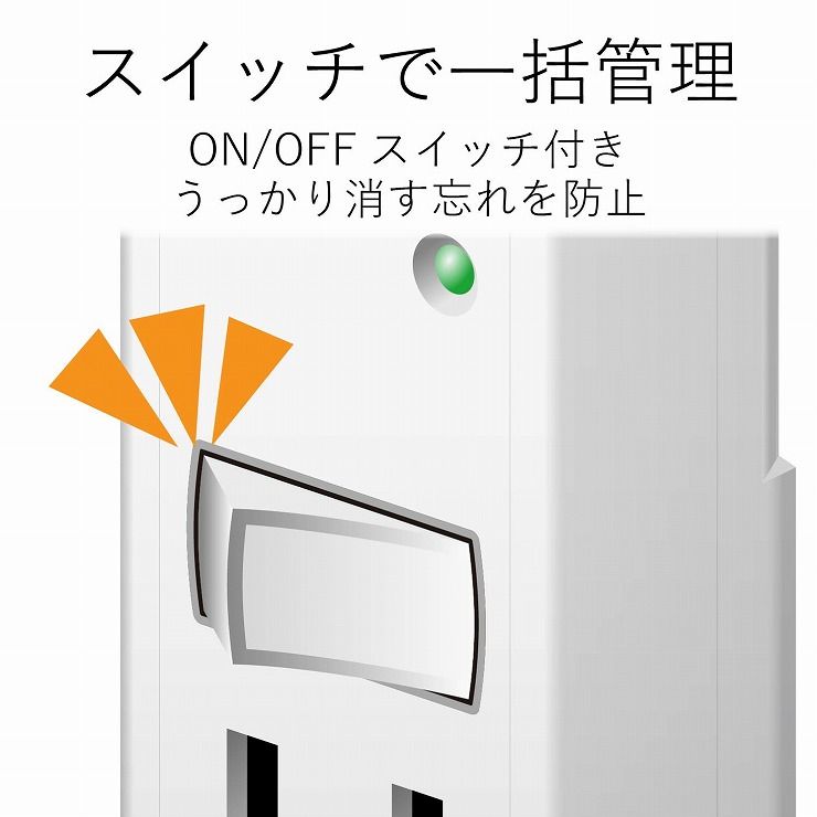 エレコム 延長コード 電源タップ 2P 2個口 小型タップ 雷ガード機能付 白 T-KTR03WH(1個入)