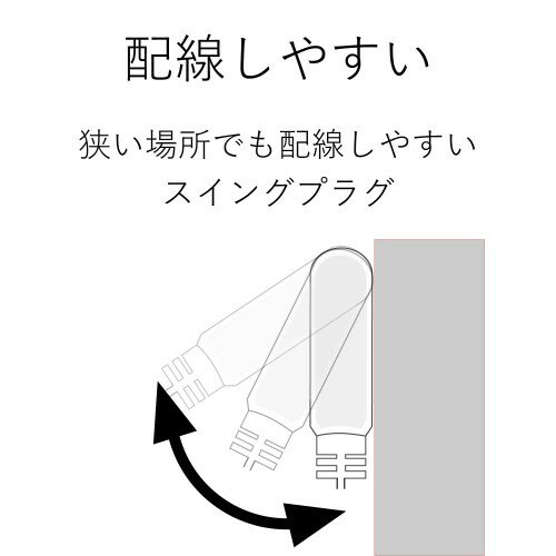 エレコム 延長コード 電源タップ 2.5m 4個口 スイングプラグ T-T1A-3425WH(1個入)