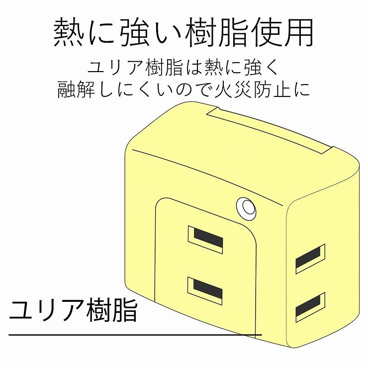 エレコム 延長コード 電源タップ 2P 3個口 トリプルタップ 雷ガード機能 白 T-KTR01WH(1個入)
