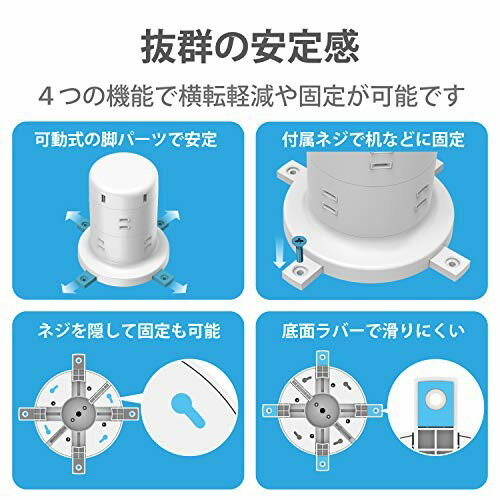 エレコム 電源タップ 8個口 2m 雷サージ ほこり防止 USBポート付 ホワイト ECT-0620WH(1個)