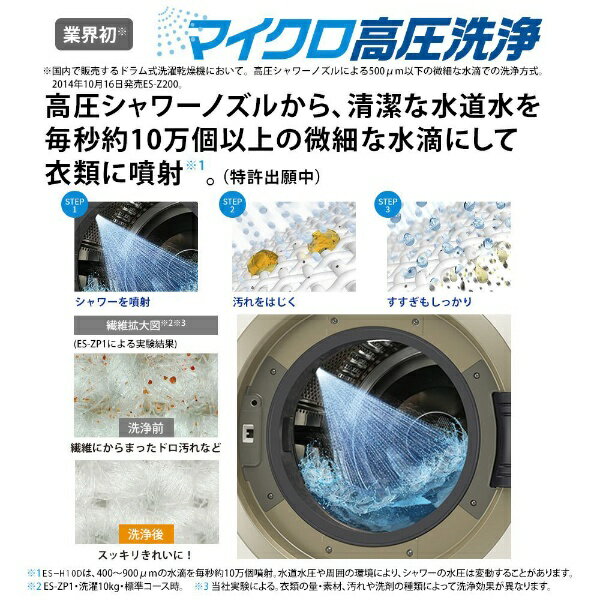 楽天市場】シャープ SHARP ドラム式洗濯乾燥機 ES-H10D-WL | 価格比較 