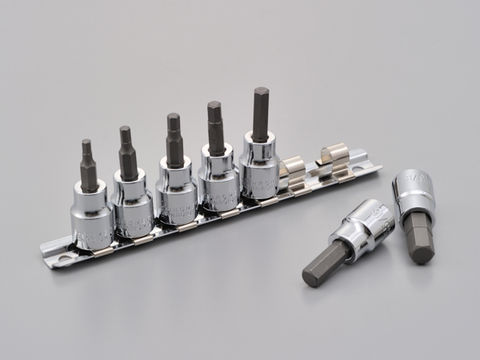デイトナ DAYTONA 97491 六角インチソケットセット7ピース レール付き バイク用 クロームメッキ ハンドツール TOOL 工具