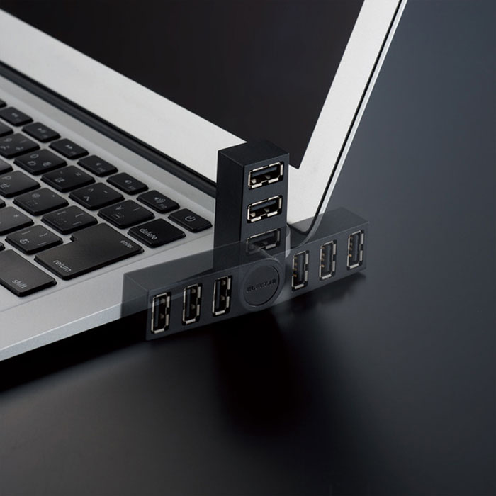 エレコム USBハブ 2.0 3ポート バスパワー 直挿し スイングコネクタ U2H-TZ325BBK(1個)