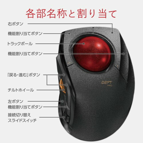 エレコム トラックボールマウス 有線／無線／Bluetooth 8ボタン 人差し指 M-DPT1MRXBK(1個)