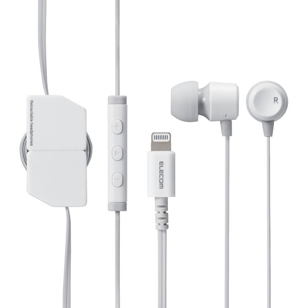 エレコム イヤホン iPhone iPad Ligtning 95cm マイク付 ホワイト EHP-LFR10CMWH(1個)