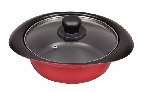 プチクック ふっ素加工 ガラス蓋付き IH対応 卓上鍋 18cm レッド HB-2458 1人用(1コ入)