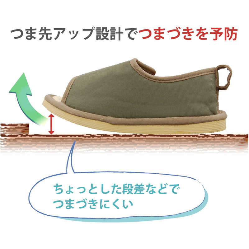 タケトラ 転倒予防シューズ つま先なし うぐいす Mサイズ(1足)
