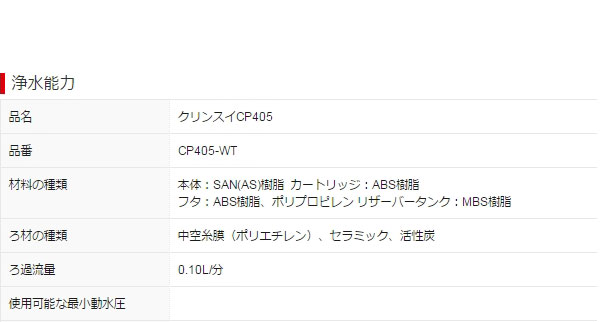 浄水器 クリンスイ ポット型 CP405-WT(1個入)