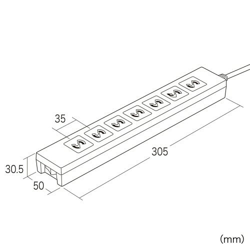 サンワサプライ 電源タップ(2P・7個口・5m) TAP-F27-5K(1コ入)