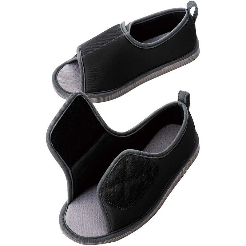 転倒予防シューズ つま先なし ブラック LL(1足)