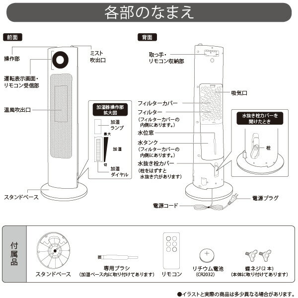 楽天市場】ユアサプライムス 加湿器付セラミックヒーター YSL-S122YH(W