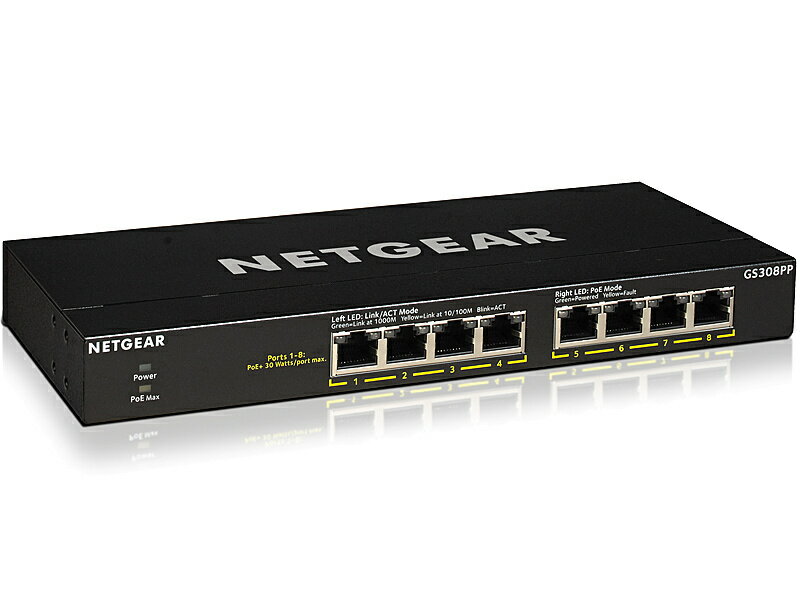 NETGEAR イッチングハブ ギガ PoE＋x8ポート GS108PP-100 GS108PP-100AJS ギガビットアンマネージスイッチングハブ