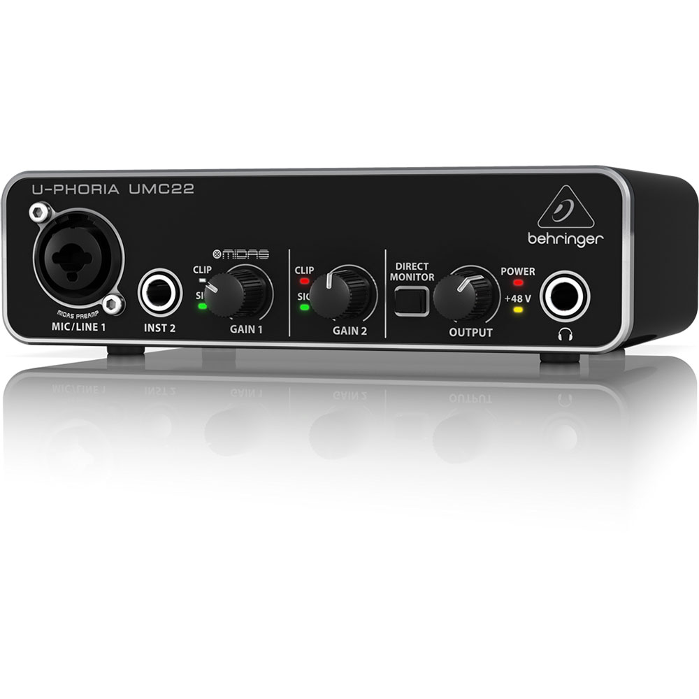 BEHRINGER ベリンガーUMC22 U-PHORIA オーディオインターフェース | USB インターフェース マイク パソコン PC 録音 接続 DTM 高音質 ポッドキャスト