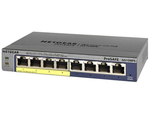 楽天市場】NETGEAR イッチングハブ ギガ PoE＋x8ポート GS108PP-100AJS