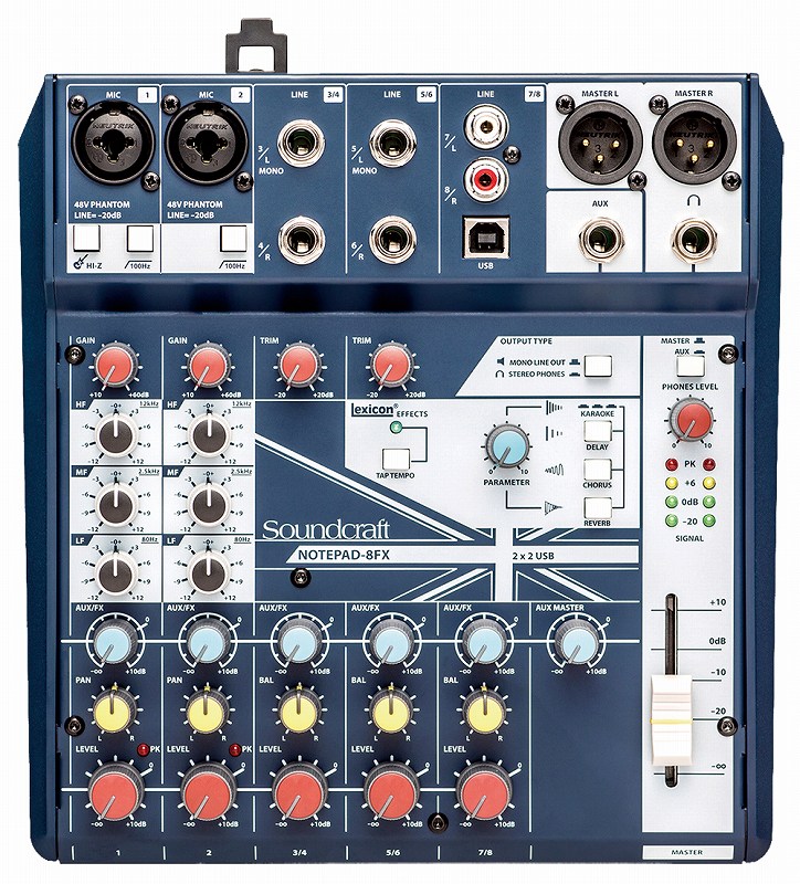 Soundcraft Notepad-8FX アナログミキサー/USBオーディオインターフェース 自宅録音 宅録 レコーディング DTM DAW 配信 国内正規品