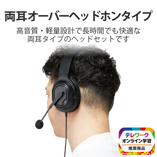 ELECOM 両耳オーバーヘッドタイプ USB ヘッドセット HS-HP30UBK