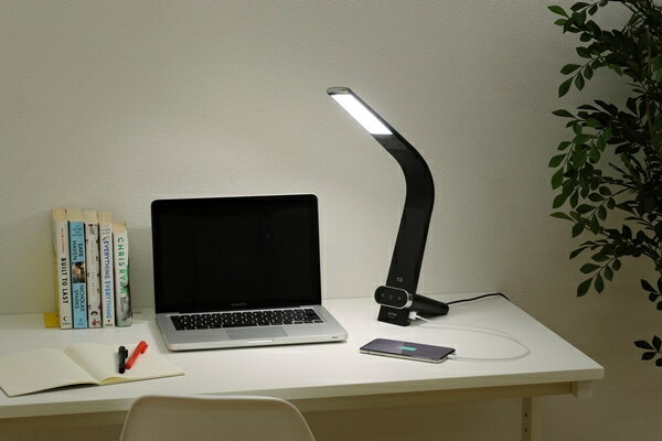 IRIS LEDデスクライトQi充電シリーズ 平置きタイプ 調光/調色 ブラック LDL-QLDL-B