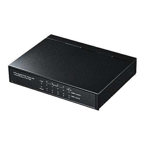 訳あり新品 LANハブ ギガビットスイッチングハブ 5ポート PoE受電給電両対応 ブラック LAN-GIH5PSEPD サンワサプライ 外装に傷・汚れあり