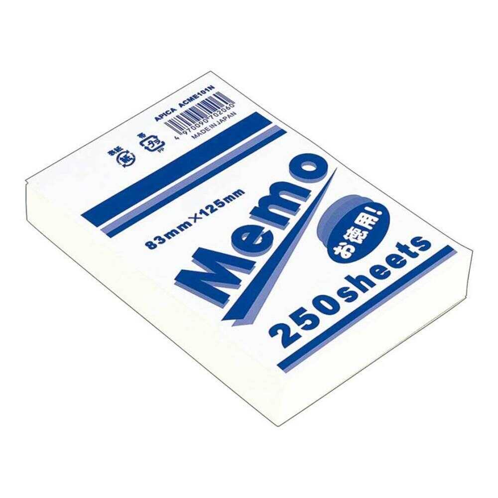 日本ノート 徳用ブロックメモB7 メモ帳  ACME101N 白無地 250枚 アピカ APICA 天糊タイプ オフィス 電話 伝言 備忘に
