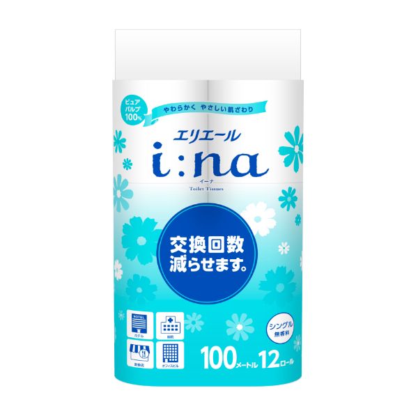 3648076 大王製紙 エリエール i：na イーナ トイレットティシュー シングル 100m 無香料