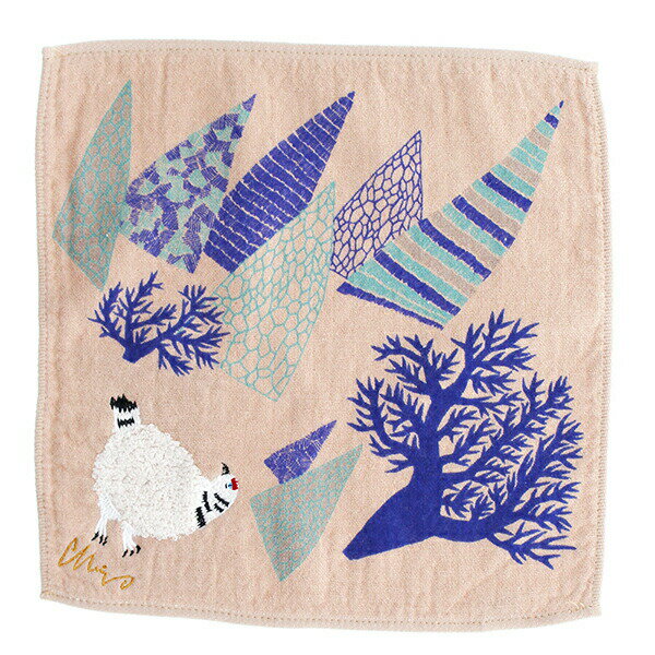 楠橋紋織 Kusubashi Mon Ori MiWモコモコドウブツハンカチ 雪山ライチョウ
