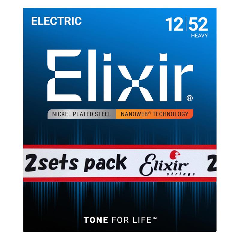 Electric Nickel Plated Steel with NANOWEB Coating 2SET PACK #12152 Heavy/12-52 ELIXIR