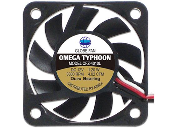 アイネックス Omega Typhoon 40mm CFZ-4010LA ケース用ファン/40mm角/3300rpm/薄型/究極静音タイプ