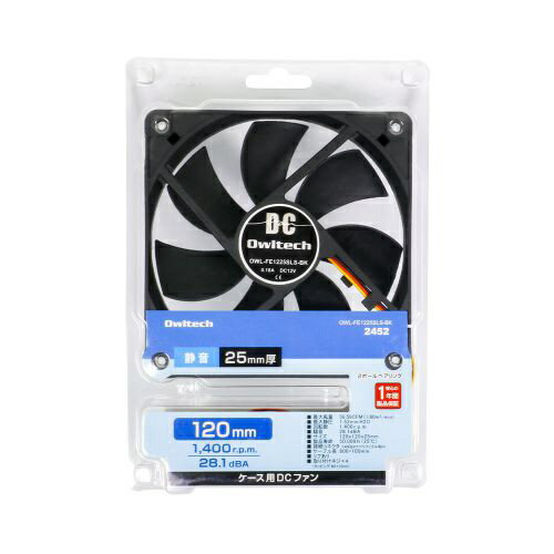 OWLTECH ケースファン120mm / 1400RPM OWL-FE1225SLS-BK ブラック