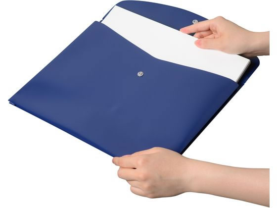 PLUS シンプルワーク ポケット付 エンベロープ(マチ付) ヨコ FL-121CH ブルー