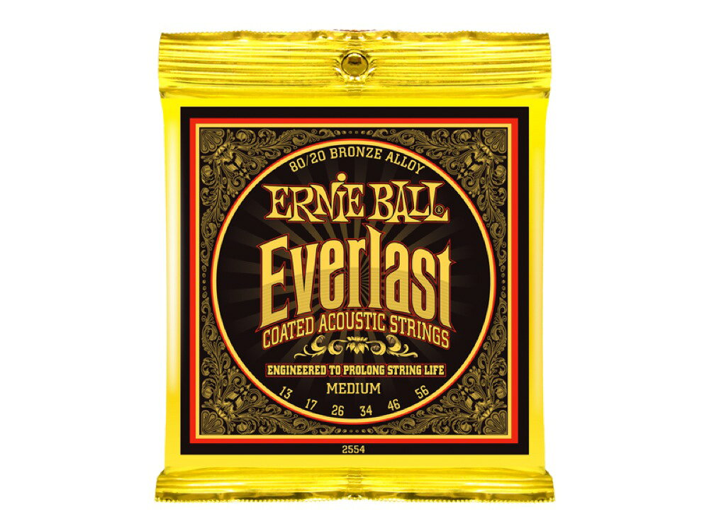 ERNIE BALL 2554 アコースティックギター弦 13-56 EVERLAST COATED 80/20 BRONZE MEDIUM