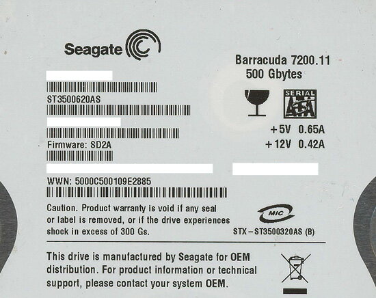 Seagate 3.5インチ内蔵HDD 500GB 7200rpm S-ATA/300 16MBST3500630AS