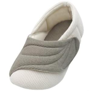 あゆみシューズ 室内用 ワイドベルトワッフル グレー LL