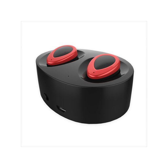 RISE CORPORATION Bluetooth 独立型ワイヤレスイヤホン 充電収納ケース付 カラーブラック/レッド