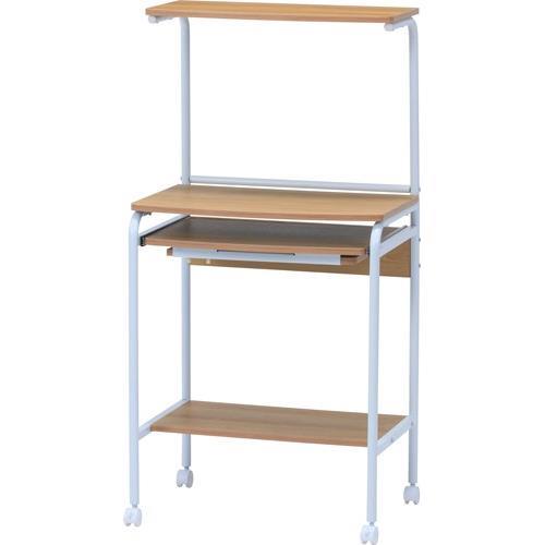 パソコンデスク ワークデスク 約幅60cm ナチュラルホワイト キャスター プリンター収納付き 移動便利 在宅ワーク テレワーク