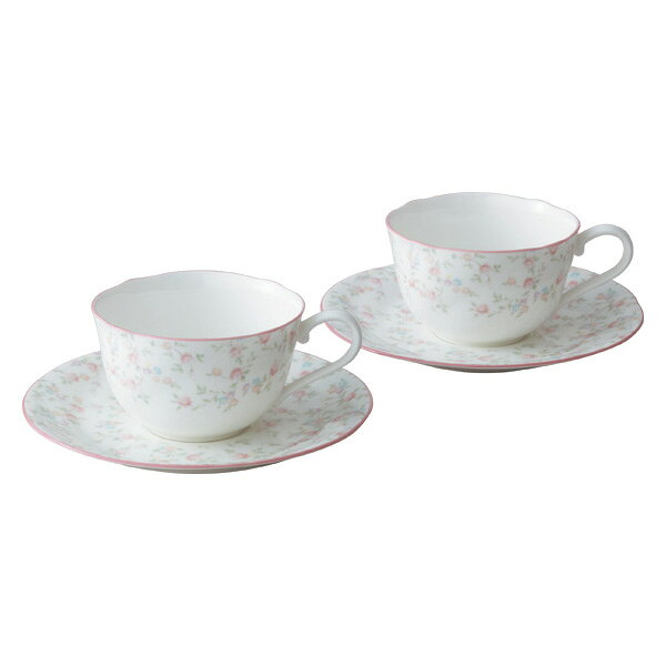 Noritake ノリタケ カップ ＆ ソーサー ペアセット コーヒー ティー 兼用 220cc キューティーローズ 電子レンジ対応 2客 ボーンチャイナ P59387A/9940