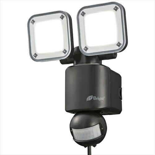 オーム電機｜OHM ELECTRIC コンセント式LEDセンサーライト 2灯 E-Bright ブラック LS-A2305A19-K