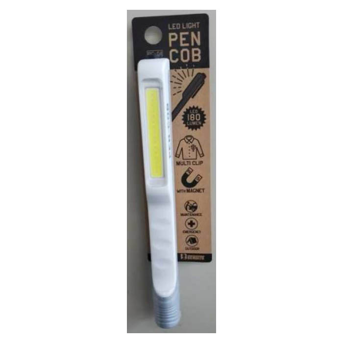 WHATNOT ワットノット 電池式 LED ペンライト PEN-COB ランタン マグネット＆クリップ付き ホワイト 軽量 コンパクト ハンディライト 懐中電灯 キャンプ アウト…