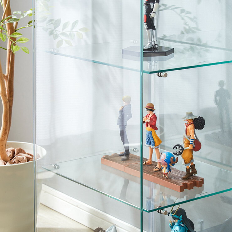 コレクションケース 約幅42.5×奥行36.5×高さ85cm 3段 クリアブラック 強化ガラス ディスプレイケース リビング