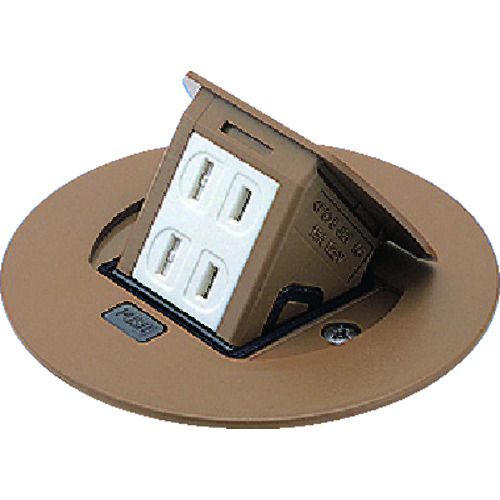 YAZAWA F型アップコン 丸型 電源用 安全扉付コンセント 2コ口 ダークブラウン オーク DU1100DK