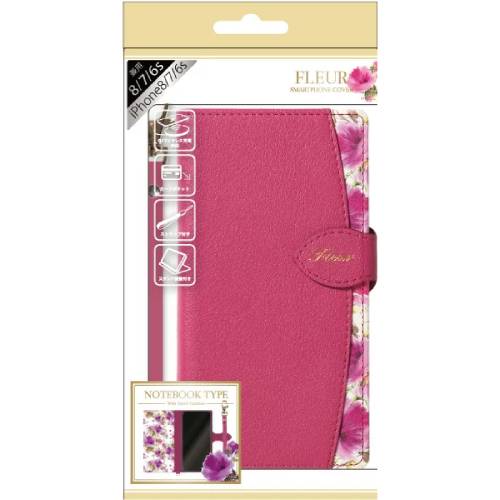 ナチュラルデザイン｜NATURAL design iPhone8/7/6s/6兼用手帳型ケース FLEUR Magenta iP876-FLE07 マゼンタ