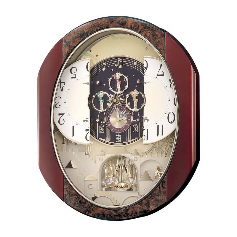 楽天市場】リズム スモールワールド 電波からくり時計 ノエル 白