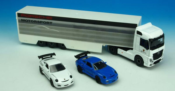 楽天市場】国際貿易 1/64 レーシングトランスポーターセット ポルシェ